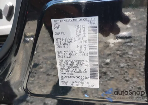 2014 Infiniti Qx60 from USA, damaged, VIN 5N1AL0MM7EC506208